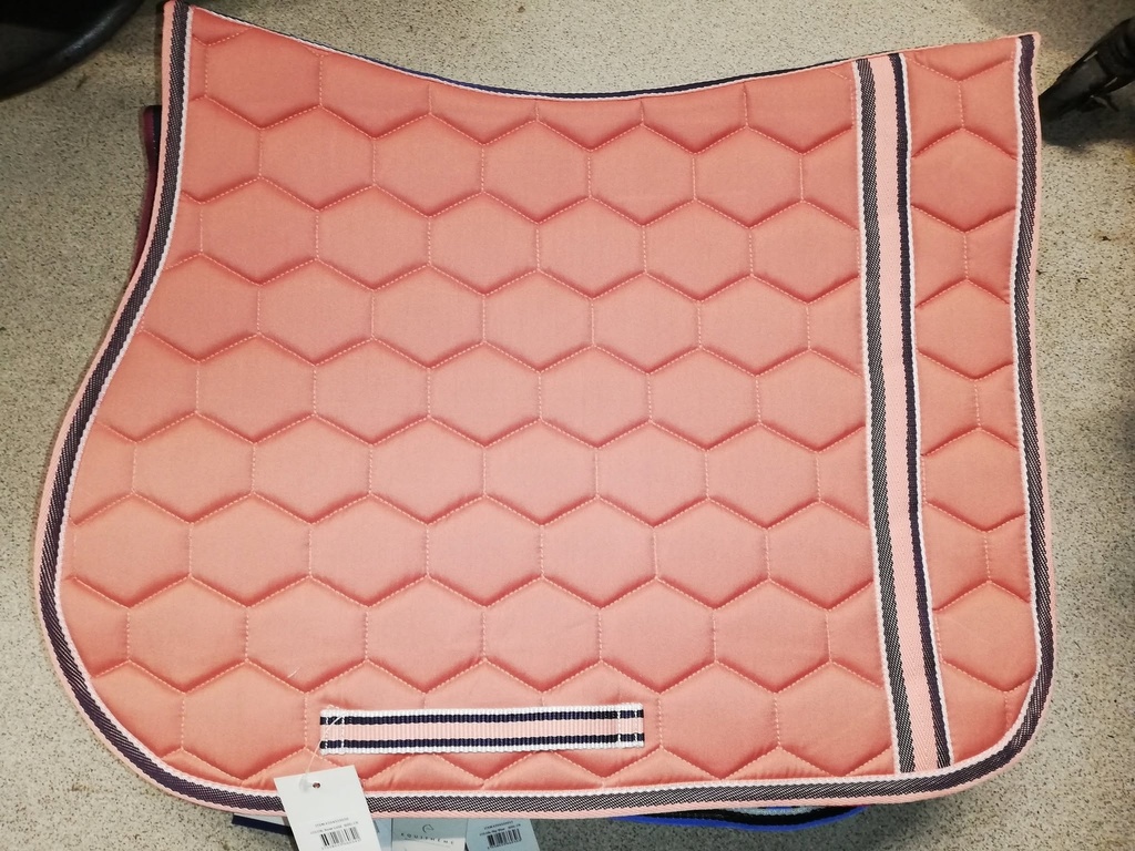 Tapis de selle EQUITHÈME "Ligne" or rose cheval