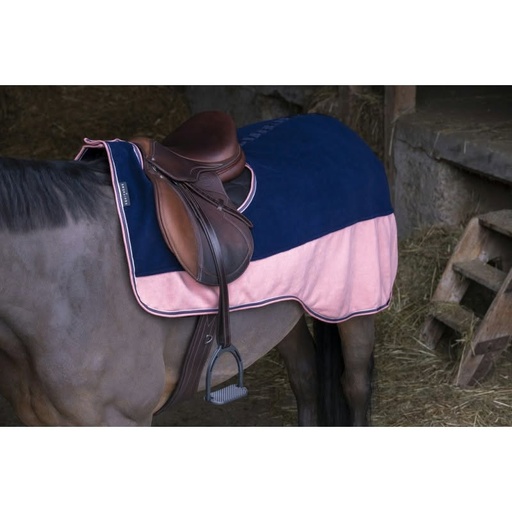 Couvre-reins polaire EQUITHÈME marine/coloris or rose 155 cm