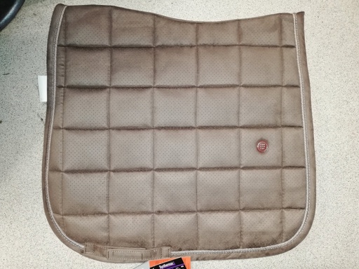 Tapis de selle EQUITHÈME "Suède" chocolat cheval dressage