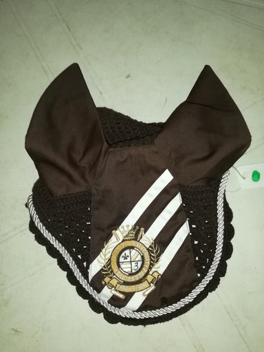 bonnet cheval HV polo marron/blanc ecusson cheval
