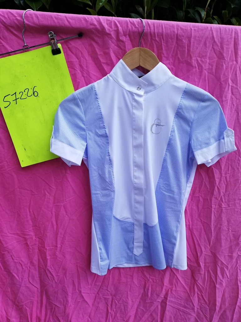 Polo concours femmes Opaline Equiline (Blanc/Bleu Ciel – 34fr/40it)