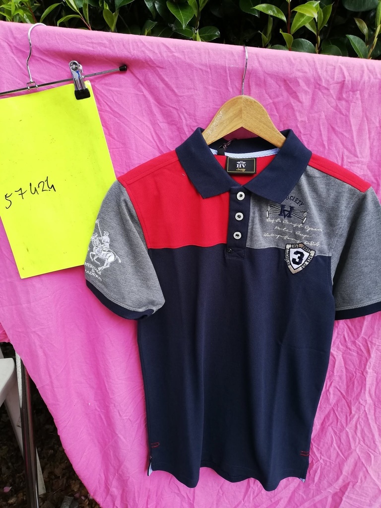 Polo Homme Basista HV Polo (Bleu Marine/rouge/gris - S)