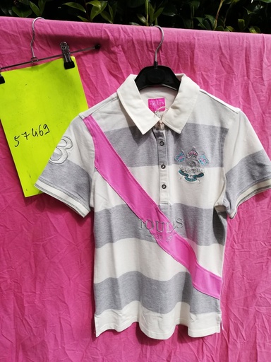 Polo Femme Manches Courtes Liberty Tom Joules (Rose/Gris - 44)