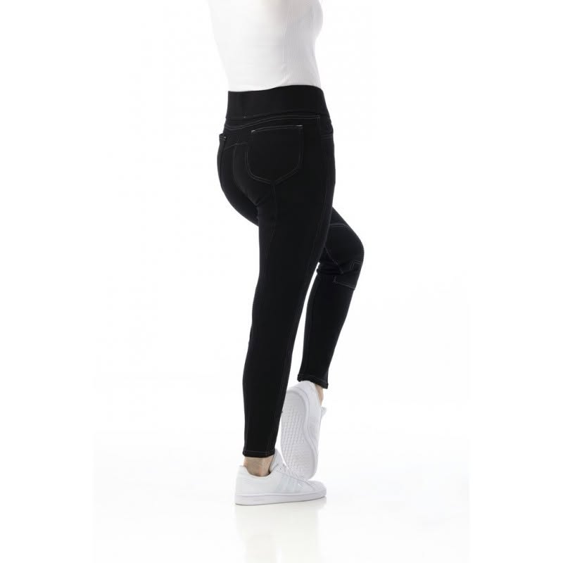 Pantalon EQUITHÈME "Pull-On" noir/blanc 34 femme