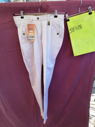Pantalon solesmes dame pinces 42 blanc