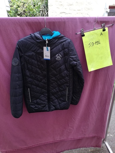 blouson doudoune trc 85 equitheme 16ans noir/turquoise