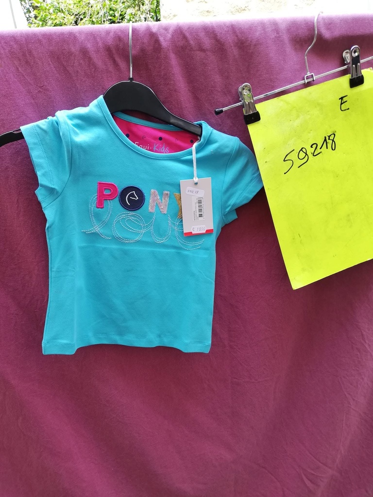 T-shirt e-kids poney equitheme 6 ciel
