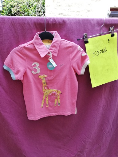 polo joules enfant rose girafe 7ans