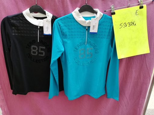 polo concours manches longues enfant teens equitheme 14 turquoise