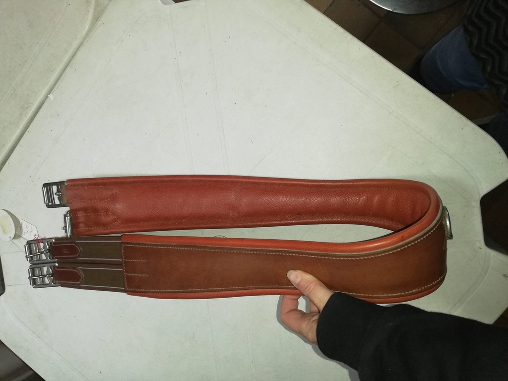 sangle cuir must elastique anneau central marron 125