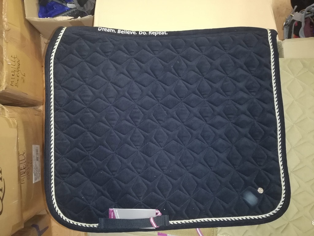 tapis de selle QHP orlando velours cotelé marine dressageFull