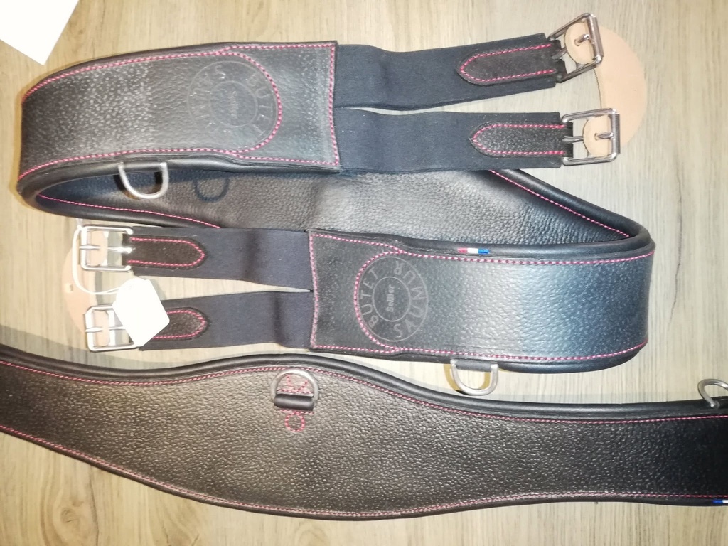 sangle classique ergonomique butet noir surpiqué rouge 135cm