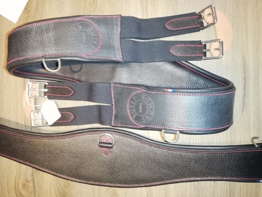 sangle classique ergonomique butet noir surpiqué rouge 135cm