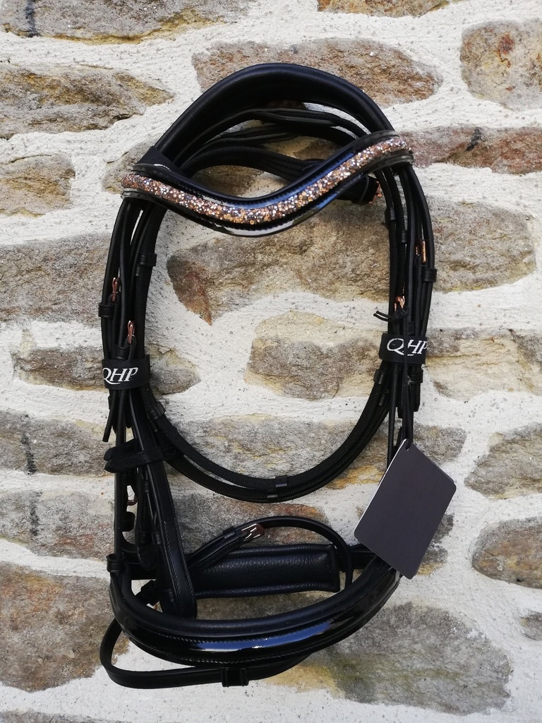 bridon +renes toile QHP Amor bouclerie frontal vague strass
