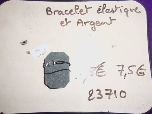 bracelet elastique noir etrier argent