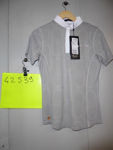 polo concours cavallo galina gris dessin etriers femme 44