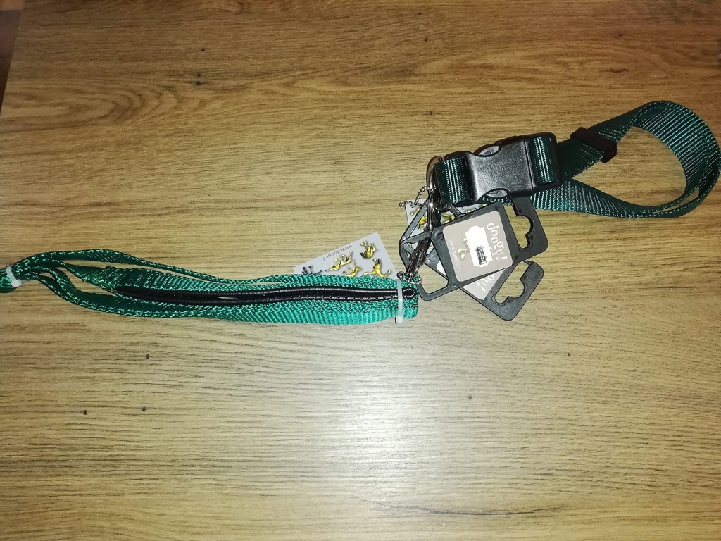 collier 45-71cm x 25mm + laisse 1.20m x 20mm verts foncés chadog
