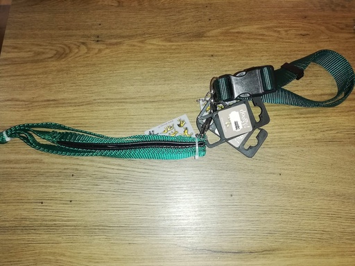 collier 45-71cm x 25mm + laisse 1.20m x 20mm verts foncés chadog