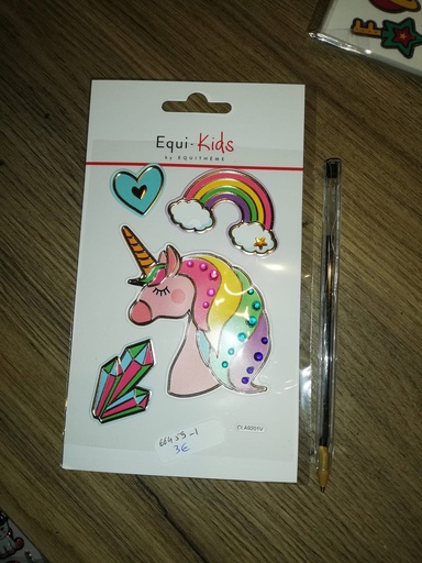 Stickers EQUI-KIDS "Relief" 4 adhésifs licorne + strass