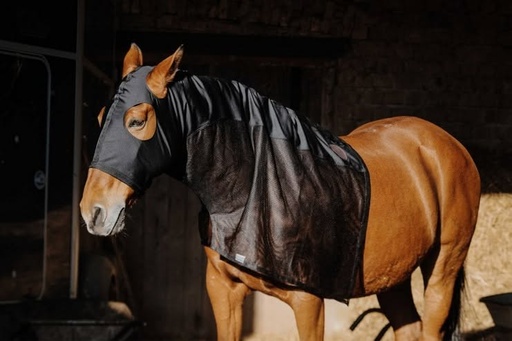 protection tete/encolure lycra et mesh noir equitheme cob