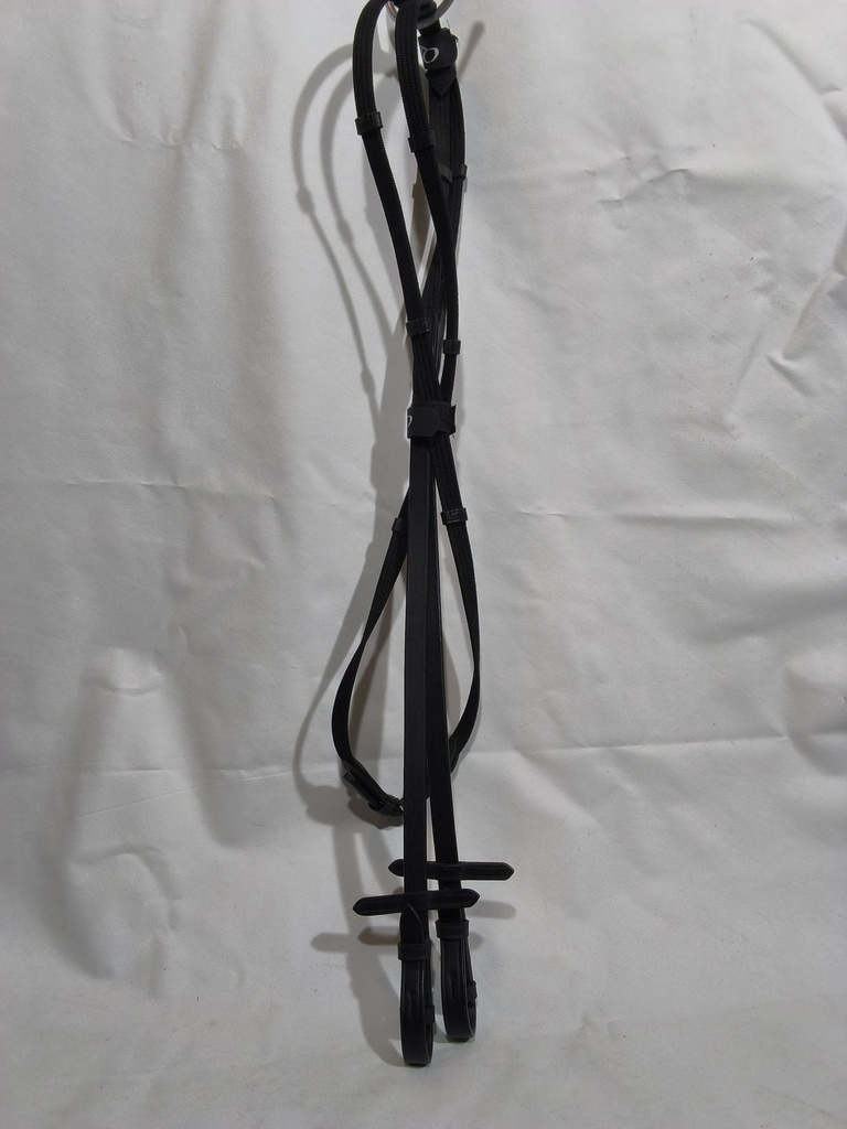 Rênes toile arretoirs QHP noir cheval