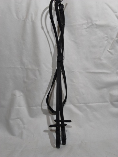 Rênes toile arretoirs QHP noir cheval