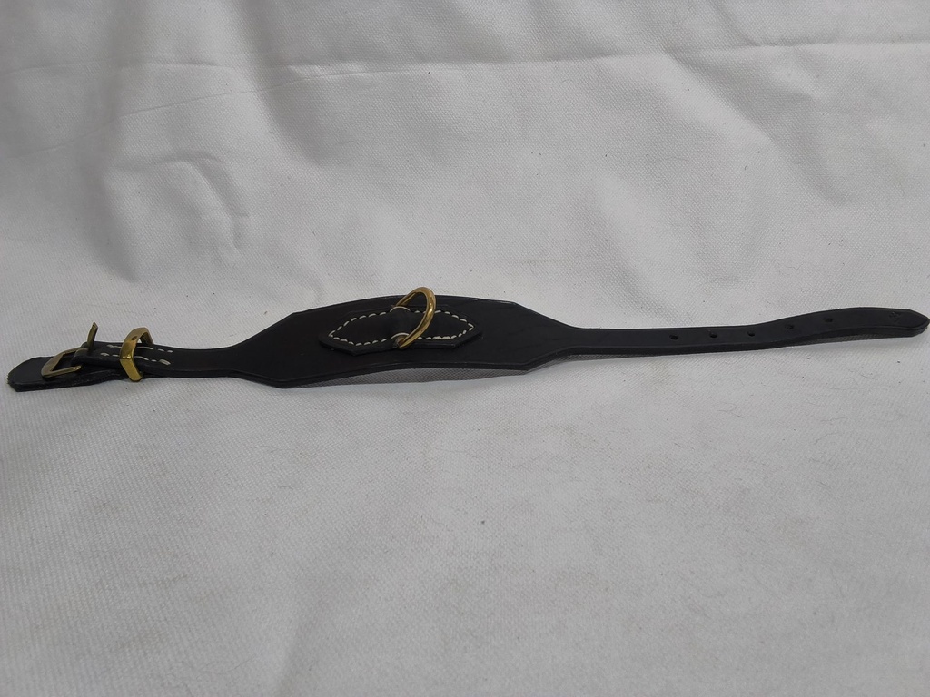 Collier chien cuir large noir/doré 30/38cm