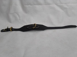 Collier chien cuir large noir/doré 30/38cm