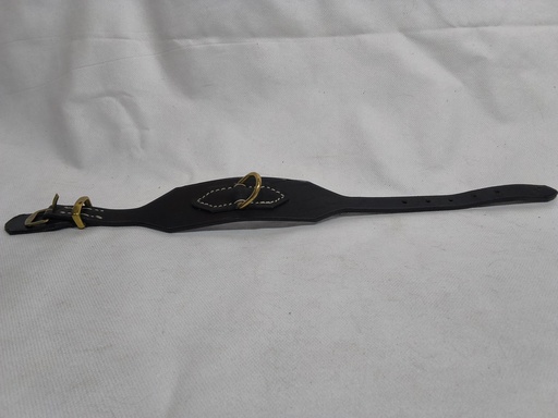 Collier chien cuir large noir/doré 30/38cm