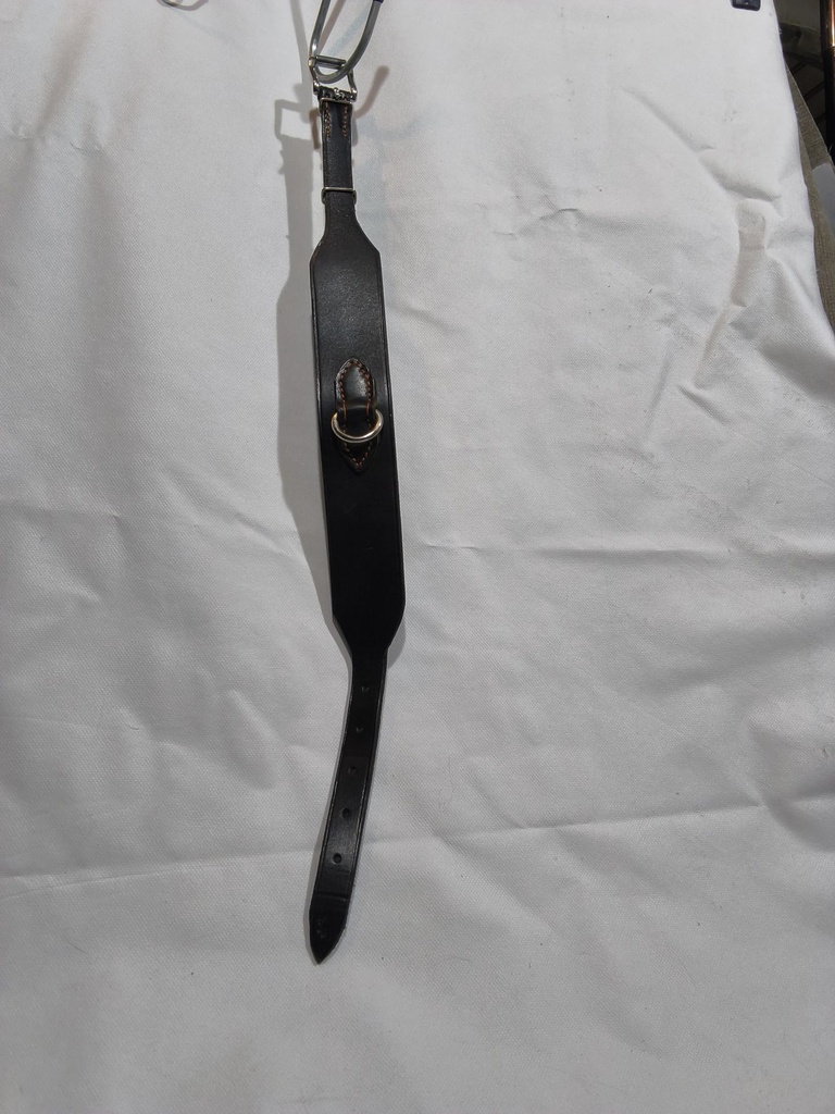 Collier chien cuir large noir/argent 44/52cm