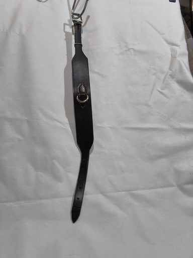 Collier chien cuir large noir/argent 44/52cm