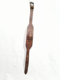 Collier chien cuir large marron/boucles noires 37/44cm
