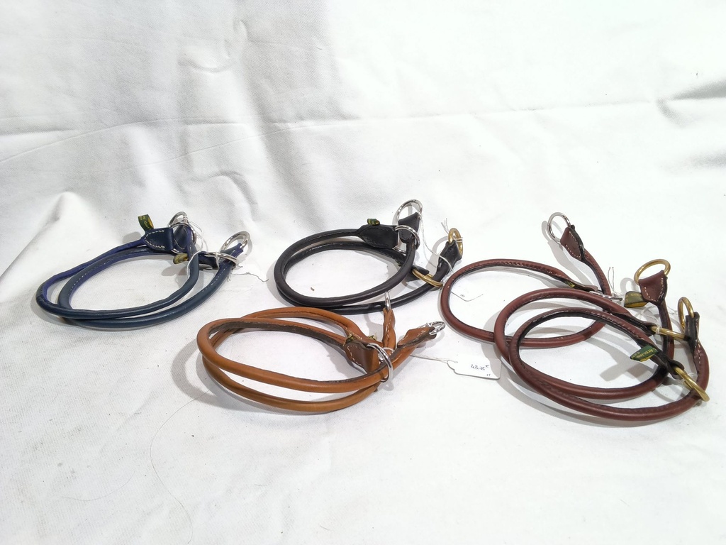 Collier chien cuir rond max 40cm couleur au choix