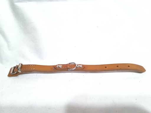 Collier chien cuir déco os marron 21/26cm