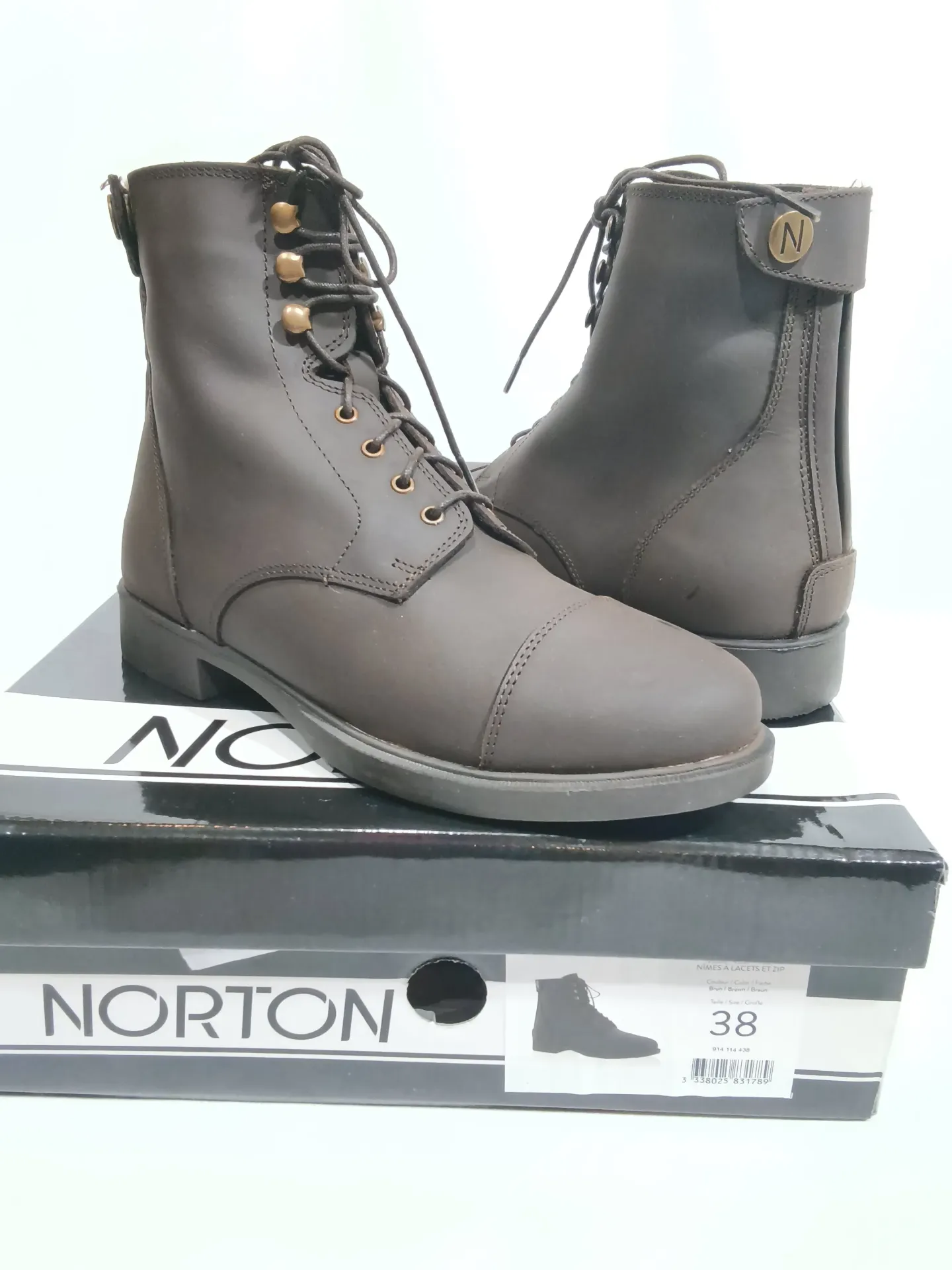 Boots norton Nîmes lacets zip marron 38