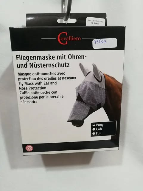 masque anti-mouches covalliero avec oreilles et naseaux gris poney